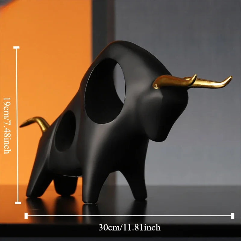 Abstract Bull Sculpture for Home Decor - Cattle Statue for Living Room, Wine Cabinet, and TV Stand Ornament