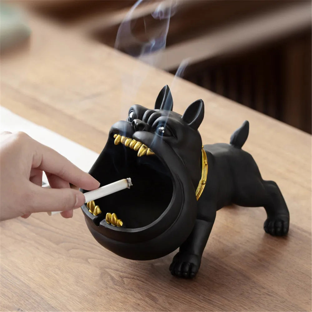 Ceramic Bulldog Ashtray and Storage Box - Large Capacity Animal Decor for Living Room, Desktop Ornaments, and Men's Gifts