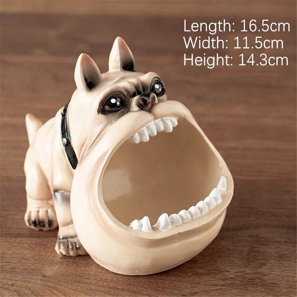 Ceramic Bulldog Ashtray and Storage Box - Large Capacity Animal Decor for Living Room, Desktop Ornaments, and Men's Gifts