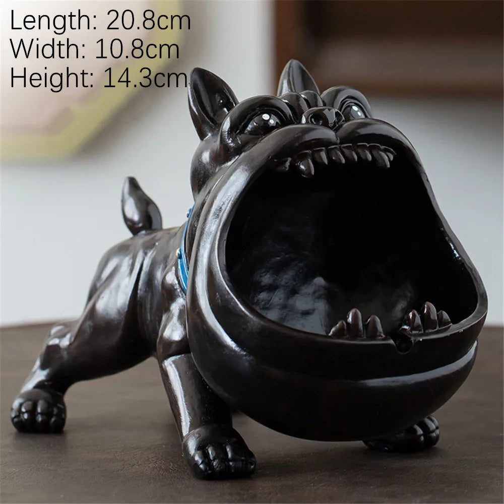 Ceramic Bulldog Ashtray and Storage Box - Large Capacity Animal Decor for Living Room, Desktop Ornaments, and Men's Gifts