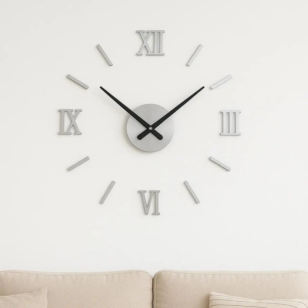 45x45 cm Roman Numeral 3D Acrylic Mirrored Digital Wall Clock for Modern Living Room Decor