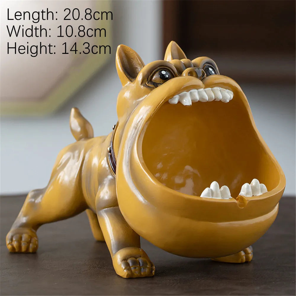Ceramic Bulldog Ashtray and Storage Box - Large Capacity Animal Decor for Living Room, Desktop Ornaments, and Men's Gifts