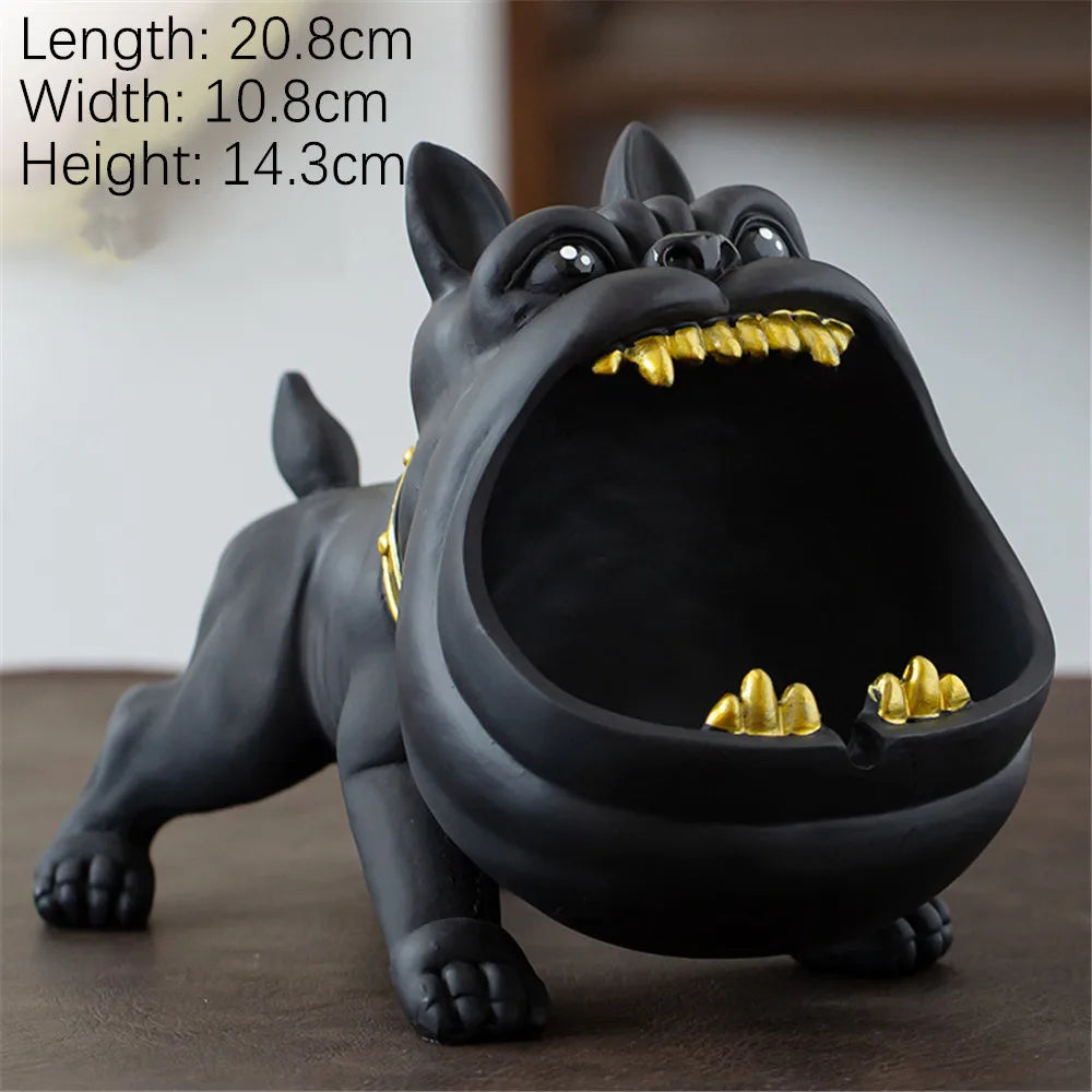 Ceramic Bulldog Ashtray and Storage Box - Large Capacity Animal Decor for Living Room, Desktop Ornaments, and Men's Gifts
