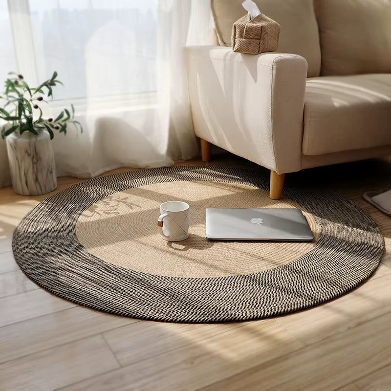 Japanese Round Knitting Carpet - Large Area Rugs for Living Room and Bedroom, Water Absorbent Non-Slip Floor Mat, Nordic Design