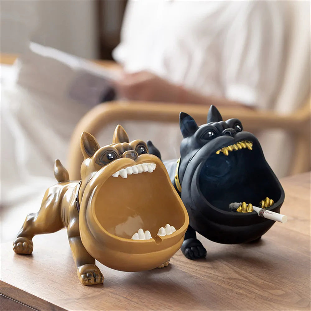Ceramic Bulldog Ashtray and Storage Box - Large Capacity Animal Decor for Living Room, Desktop Ornaments, and Men's Gifts