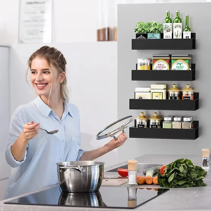 Magnetic Side Storage Rack for Refrigerator - Space-Saving Kitchen Organizer and Spice Holder
