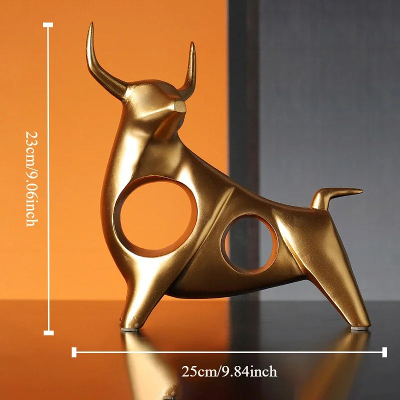 Abstract Bull Sculpture for Home Decor - Cattle Statue for Living Room, Wine Cabinet, and TV Stand Ornament