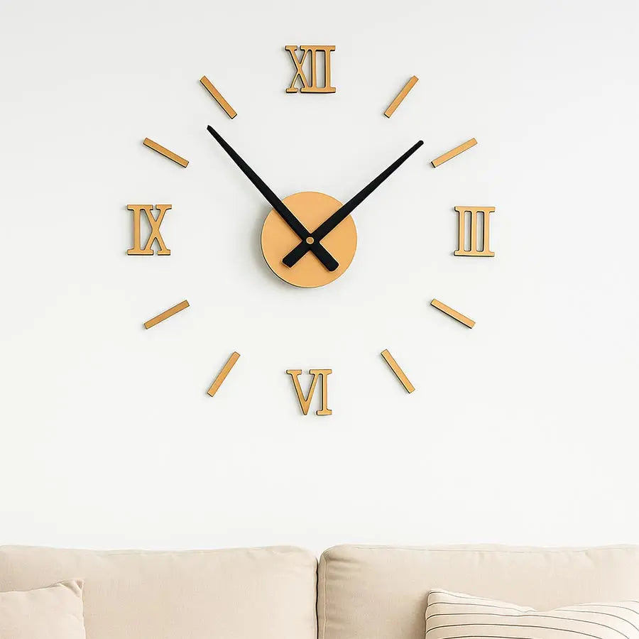45x45 cm Roman Numeral 3D Acrylic Mirrored Digital Wall Clock for Modern Living Room Decor