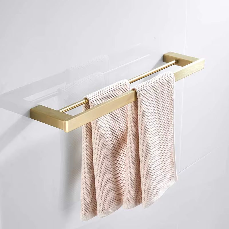 Brushed Gold Bathroom Accessories Set - 304 Stainless Steel Toilet Paper Holder, Toilet Brush Holder, Storage Shelf, and Towel Bar