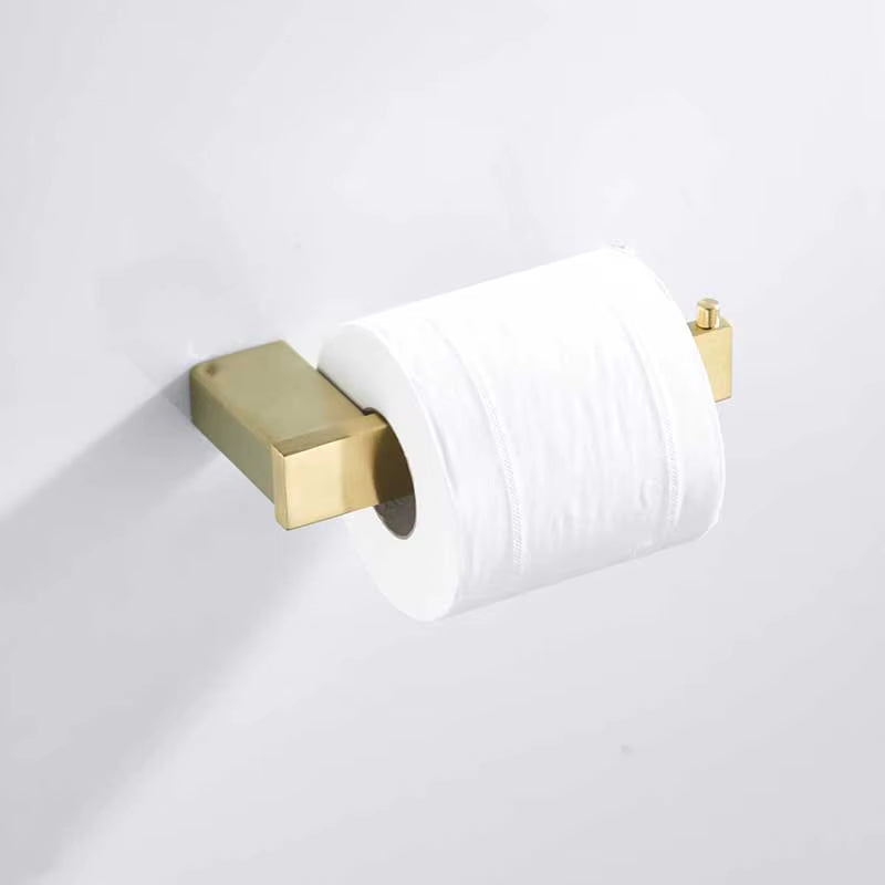 Brushed Gold Bathroom Accessories Set - 304 Stainless Steel Toilet Paper Holder, Toilet Brush Holder, Storage Shelf, and Towel Bar