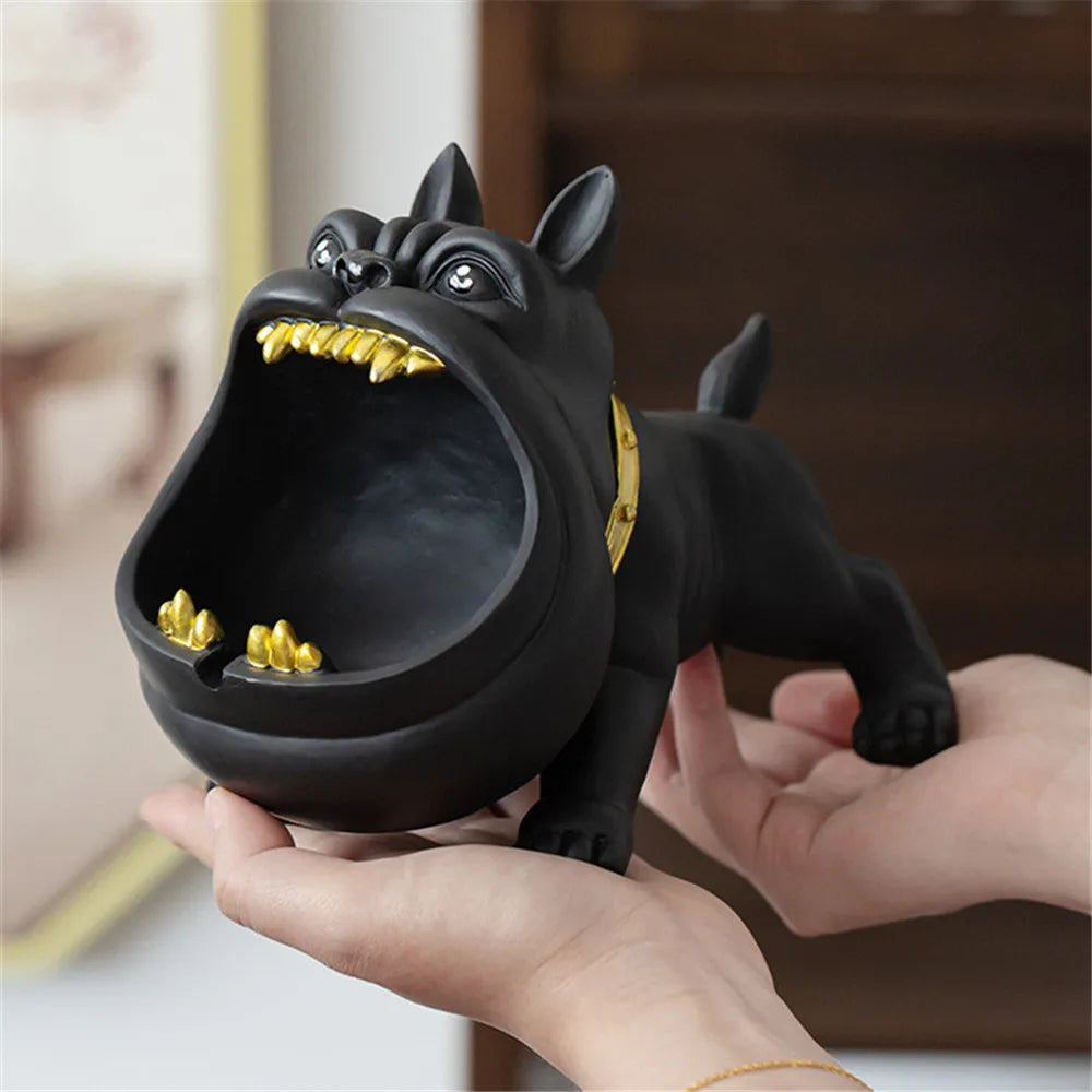 Ceramic Bulldog Ashtray and Storage Box - Large Capacity Animal Decor for Living Room, Desktop Ornaments, and Men's Gifts