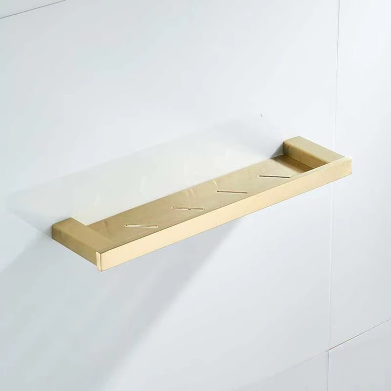 Brushed Gold Bathroom Accessories Set - 304 Stainless Steel Toilet Paper Holder, Toilet Brush Holder, Storage Shelf, and Towel Bar