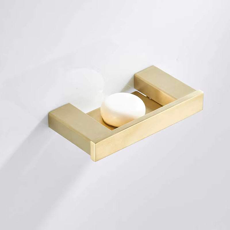 Brushed Gold Bathroom Accessories Set - 304 Stainless Steel Toilet Paper Holder, Toilet Brush Holder, Storage Shelf, and Towel Bar