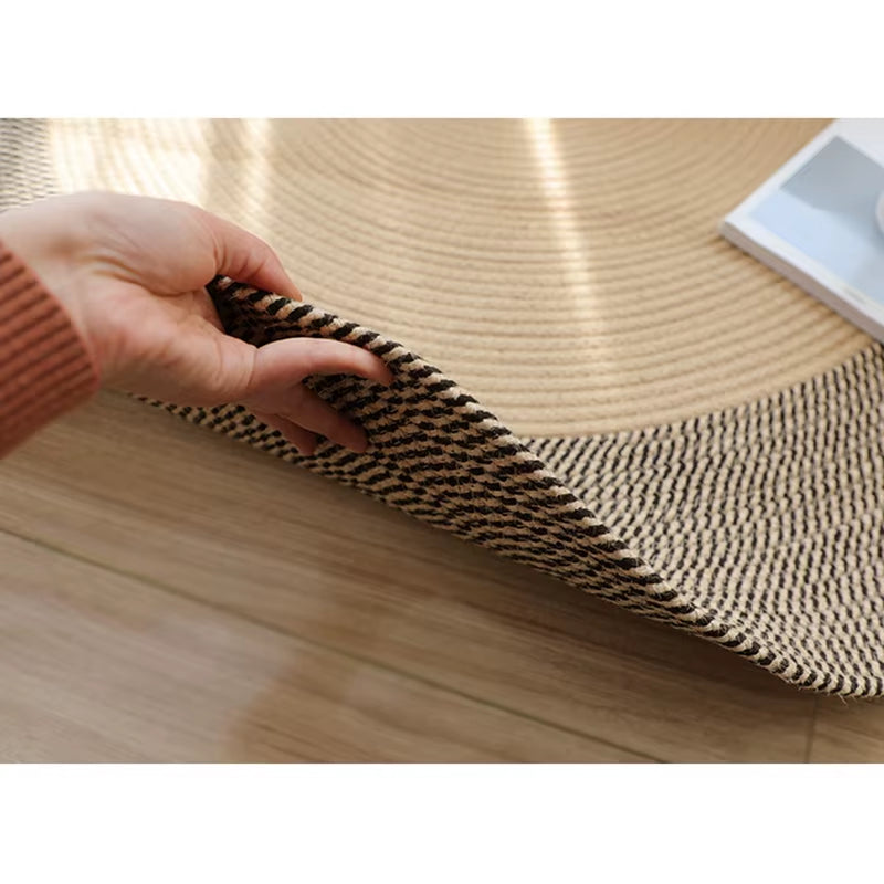 Japanese Round Knitting Carpet - Large Area Rugs for Living Room and Bedroom, Water Absorbent Non-Slip Floor Mat, Nordic Design