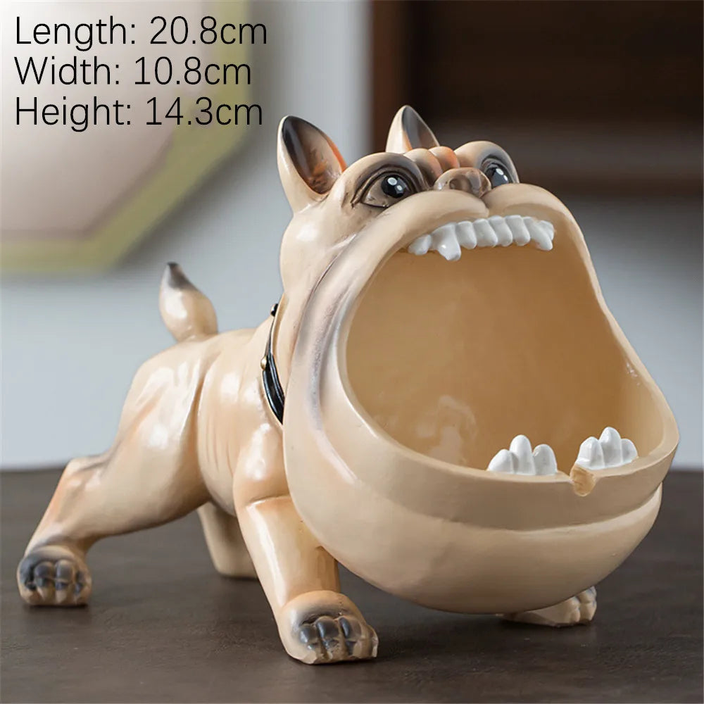 Ceramic Bulldog Ashtray and Storage Box - Large Capacity Animal Decor for Living Room, Desktop Ornaments, and Men's Gifts