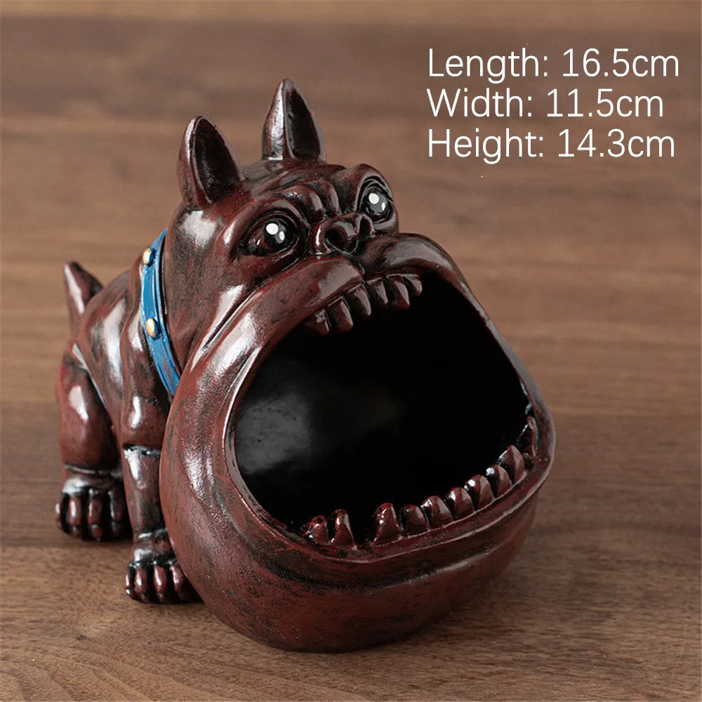 Ceramic Bulldog Ashtray and Storage Box - Large Capacity Animal Decor for Living Room, Desktop Ornaments, and Men's Gifts