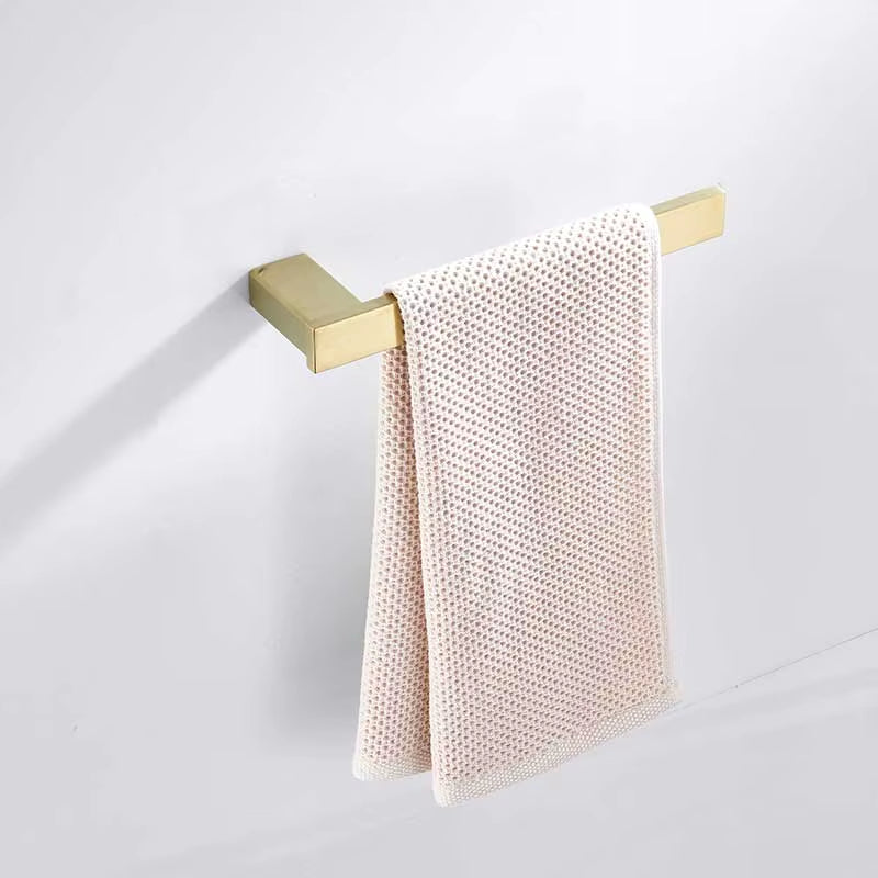 Brushed Gold Bathroom Accessories Set - 304 Stainless Steel Toilet Paper Holder, Toilet Brush Holder, Storage Shelf, and Towel Bar