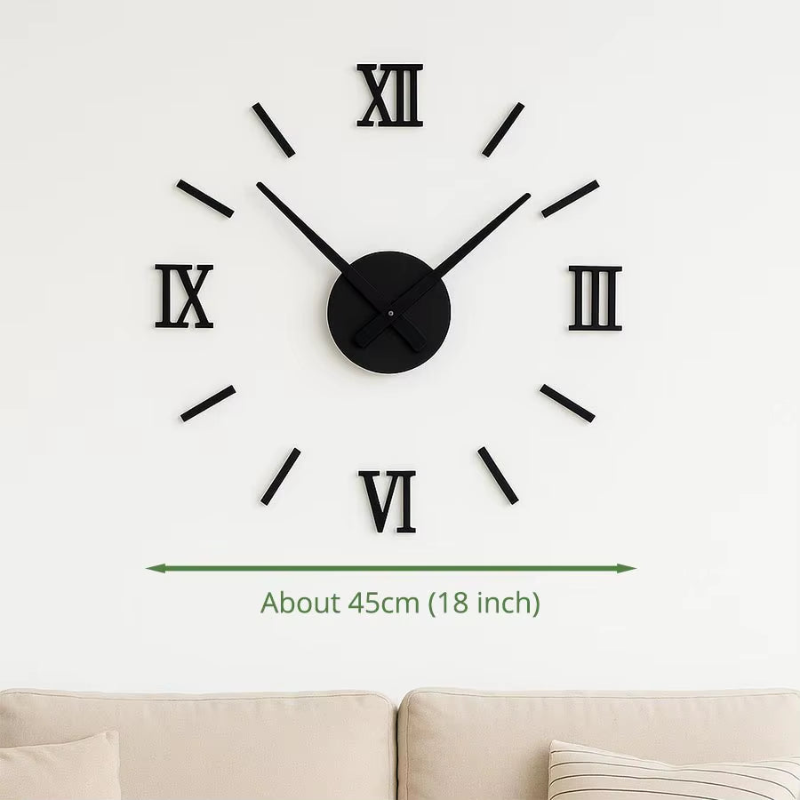 45x45 cm Roman Numeral 3D Acrylic Mirrored Digital Wall Clock for Modern Living Room Decor