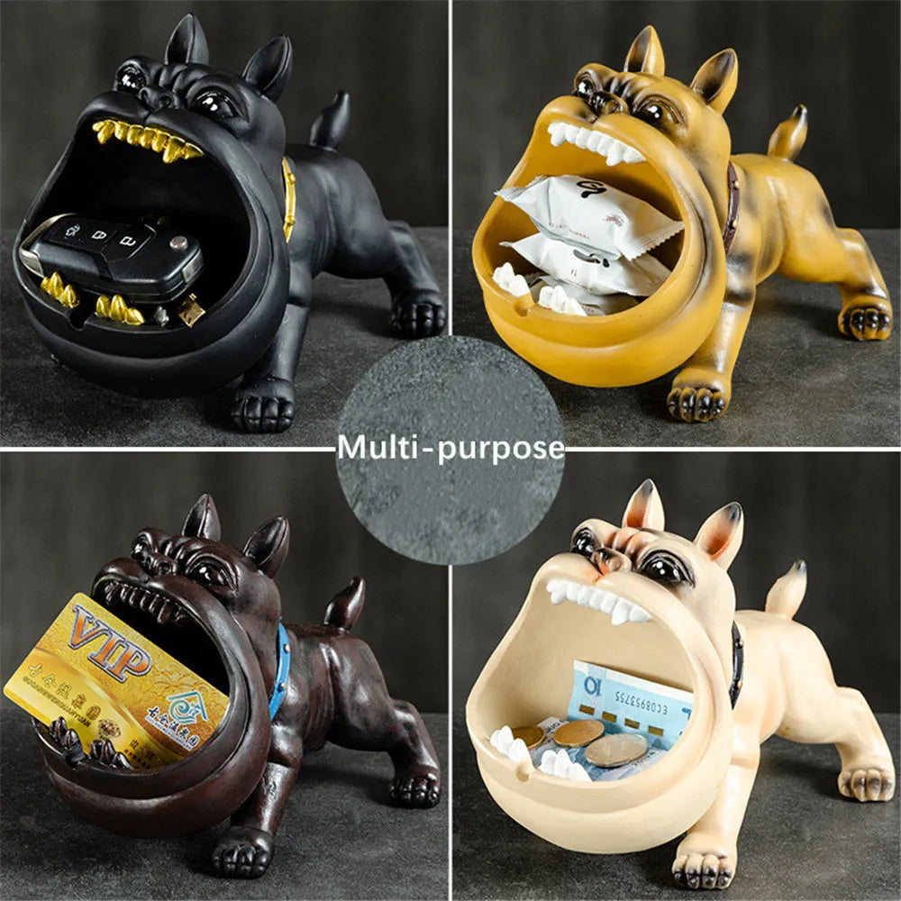 Ceramic Bulldog Ashtray and Storage Box - Large Capacity Animal Decor for Living Room, Desktop Ornaments, and Men's Gifts