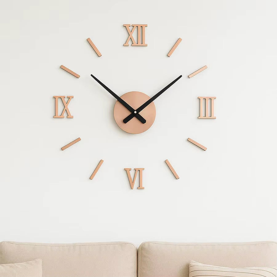 45x45 cm Roman Numeral 3D Acrylic Mirrored Digital Wall Clock for Modern Living Room Decor