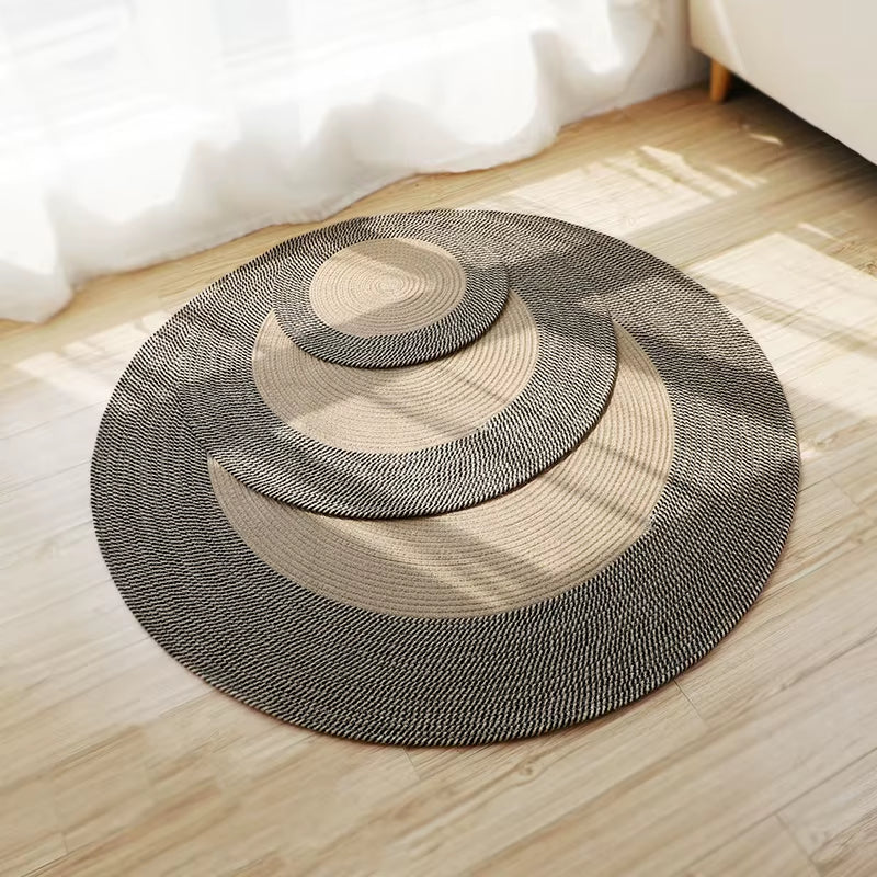Japanese Round Knitting Carpet - Large Area Rugs for Living Room and Bedroom, Water Absorbent Non-Slip Floor Mat, Nordic Design